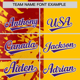 Custom Yellow Red Split Personalized Graffiti Raglan Sleeve Authentic Baseball Jersey