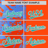 Custom Orange Powder Blue Split Personalized Graffiti Raglan Sleeve Authentic Baseball Jersey