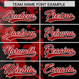 Custom Black Red Split Personalized Graffiti Raglan Sleeve Authentic Baseball Jersey