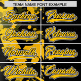 Custom Black Yellow Split Personalized Graffiti Raglan Sleeve Authentic Baseball Jersey