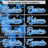 Custom Black Blue Split Personalized Graffiti Raglan Sleeve Authentic Baseball Jersey