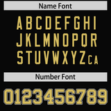 Custom Black Old Gold Split Personalized Graffiti Raglan Sleeve Authentic Baseball Jersey