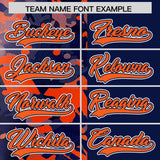 Custom Navy Orange Split Personalized Graffiti Raglan Sleeve Authentic Baseball Jersey