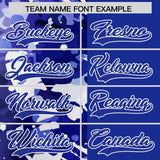 Custom Royal White Split Personalized Graffiti Raglan Sleeve Authentic Baseball Jersey