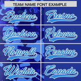 Custom Royal Blue Split Personalized Graffiti Raglan Sleeve Authentic Baseball Jersey
