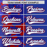 Custom Royal Red Split Personalized Graffiti Raglan Sleeve Authentic Baseball Jersey