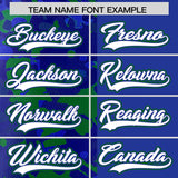Custom Royal Green Split Personalized Graffiti Raglan Sleeve Authentic Baseball Jersey
