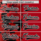 Custom Red Black Split Personalized Graffiti Raglan Sleeve Authentic Baseball Jersey