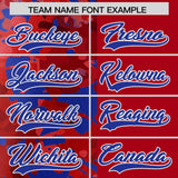 Custom Red Royal Split Personalized Graffiti Raglan Sleeve Authentic Baseball Jersey