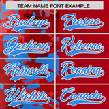 Custom Red Blue Split Personalized Graffiti Raglan Sleeve Authentic Baseball Jersey