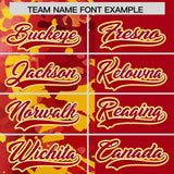 Custom Red Yellow Split Personalized Graffiti Raglan Sleeve Authentic Baseball Jersey