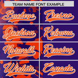 Custom Purple Orange Split Personalized Graffiti Raglan Sleeve Authentic Baseball Jersey