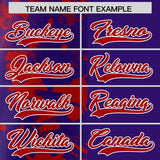 Custom Purple Red Split Personalized Graffiti Raglan Sleeve Authentic Baseball Jersey