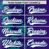 Custom Purple Teal Split Personalized Graffiti Raglan Sleeve Authentic Baseball Jersey