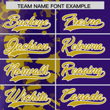 Custom Purple Old Gold Split Personalized Graffiti Raglan Sleeve Authentic Baseball Jersey