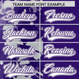 Custom Purple Gray Split Personalized Graffiti Raglan Sleeve Authentic Baseball Jersey