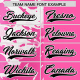 Custom Pink White Split Personalized Graffiti Raglan Sleeve Authentic Baseball Jersey