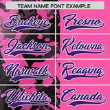 Custom Pink Black Split Personalized Graffiti Raglan Sleeve Authentic Baseball Jersey