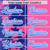Custom Pink Royal Split Personalized Graffiti Raglan Sleeve Authentic Baseball Jersey