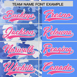 Custom Blue White Split Personalized Graffiti Raglan Sleeve Authentic Baseball Jersey