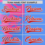 Custom Blue Pink Split Personalized Graffiti Raglan Sleeve Authentic Baseball Jersey