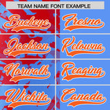 Custom Blue Red Split Personalized Graffiti Raglan Sleeve Authentic Baseball Jersey