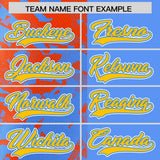 Custom Blue Orange Split Personalized Graffiti Raglan Sleeve Authentic Baseball Jersey