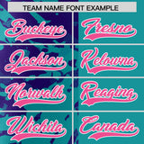 Custom Teal Purple Split Personalized Graffiti Raglan Sleeve Authentic Baseball Jersey