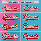 Custom Sky Blue Pink Split Personalized Graffiti Raglan Sleeve Authentic Baseball Jersey