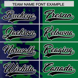 Custom Green Navy Split Personalized Graffiti Raglan Sleeve Authentic Baseball Jersey