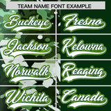Custom Green White Split Personalized Graffiti Raglan Sleeve Authentic Baseball Jersey