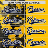 Custom Yellow Black Split Personalized Graffiti Raglan Sleeve Authentic Baseball Jersey