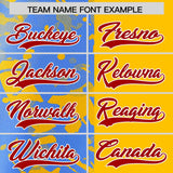 Custom Yellow Powder Blue Split Personalized Graffiti Raglan Sleeve Authentic Baseball Jersey