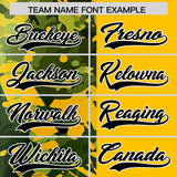 Custom Yellow Green Split Personalized Graffiti Raglan Sleeve Authentic Baseball Jersey