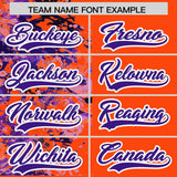 Custom Orange Purple Split Personalized Graffiti Raglan Sleeve Authentic Baseball Jersey