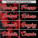 Custom Black Red Split Personalized Graffiti Raglan Sleeve Authentic Baseball Jersey