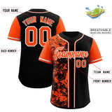 Custom Black Orange Split Personalized Graffiti Raglan Sleeve Authentic Baseball Jersey