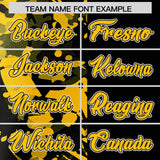 Custom Black Yellow Split Personalized Graffiti Raglan Sleeve Authentic Baseball Jersey