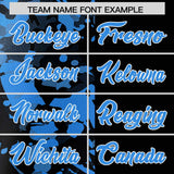 Custom Black Blue Split Personalized Graffiti Raglan Sleeve Authentic Baseball Jersey