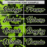 Custom Black Neon Green Split Personalized Graffiti Raglan Sleeve Authentic Baseball Jersey