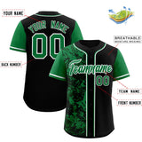 Custom Black Green Split Personalized Graffiti Raglan Sleeve Authentic Baseball Jersey