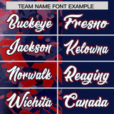 Custom Navy Red Split Personalized Graffiti Raglan Sleeve Authentic Baseball Jersey