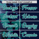 Custom Navy Aqua Split Personalized Graffiti Raglan Sleeve Authentic Baseball Jersey