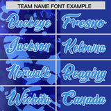 Custom Royal Blue Split Personalized Graffiti Raglan Sleeve Authentic Baseball Jersey