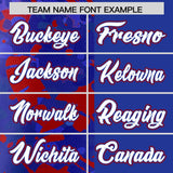 Custom Royal Red Split Personalized Graffiti Raglan Sleeve Authentic Baseball Jersey
