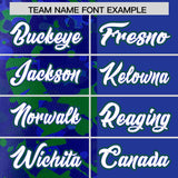 Custom Royal Green Split Personalized Graffiti Raglan Sleeve Authentic Baseball Jersey