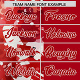 Custom Red White Split Personalized Graffiti Raglan Sleeve Authentic Baseball Jersey