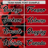 Custom Red Black Split Personalized Graffiti Raglan Sleeve Authentic Baseball Jersey
