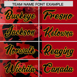 Custom Red Black Split Personalized Graffiti Raglan Sleeve Authentic Baseball Jersey