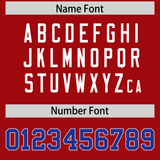Custom Red Royal Split Personalized Graffiti Raglan Sleeve Authentic Baseball Jersey